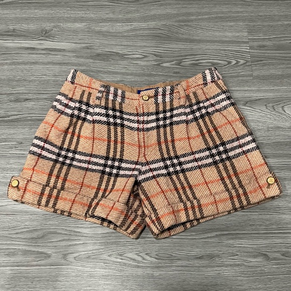 Vintage Burberry London Beige and Black Plaid Women's Shorts - Picture 1 of 6